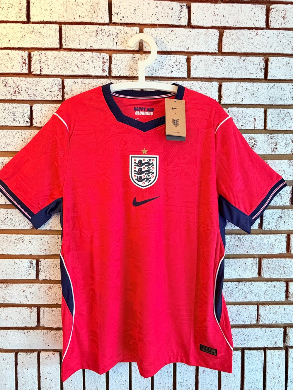 Nike Red and Navy England Men's Football Jersey